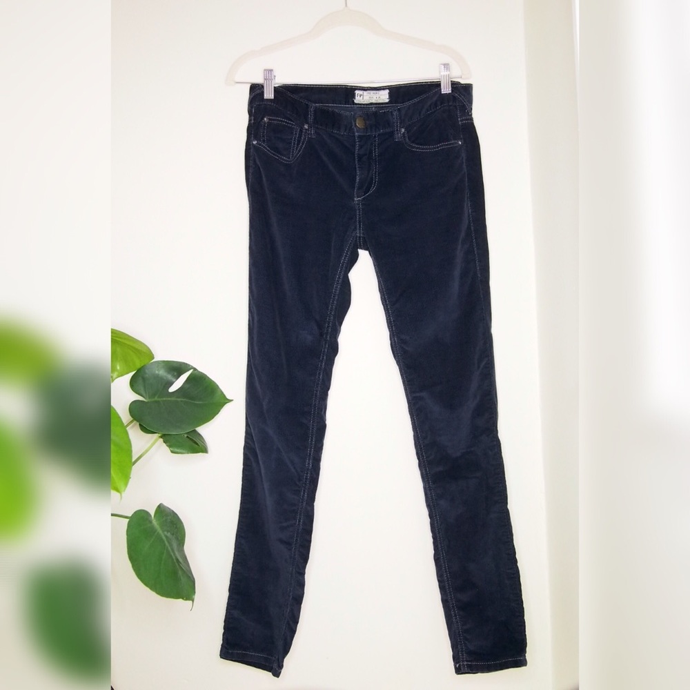 Free People Blue Corduroy Skinny Pants Size 28